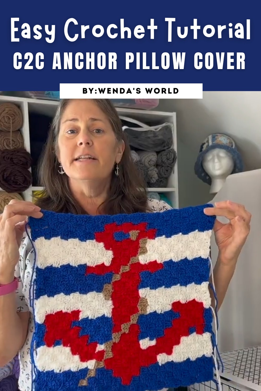 C2C Anchor Pillow Cover