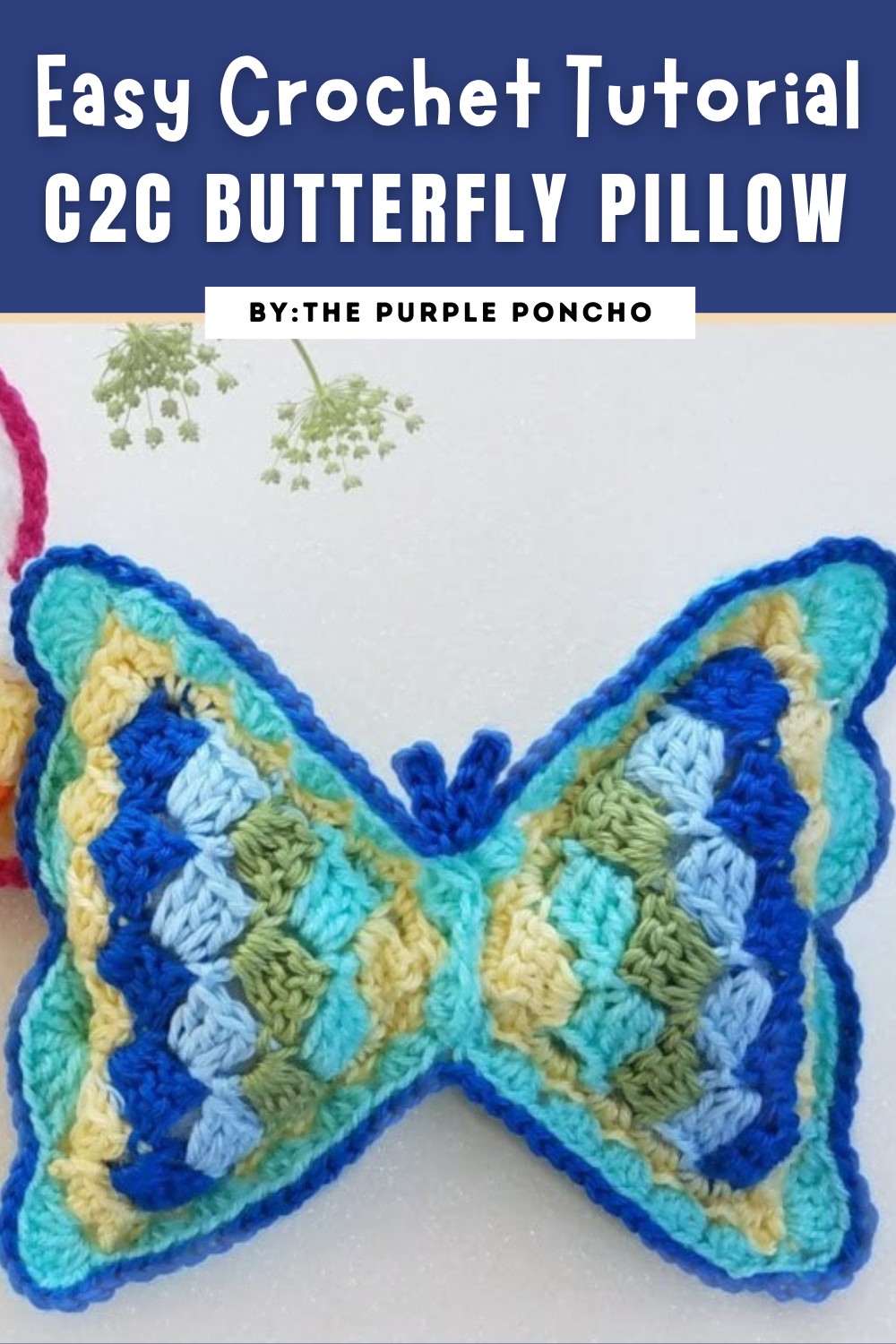 How To Crochet C2C Butterfly Pillow
