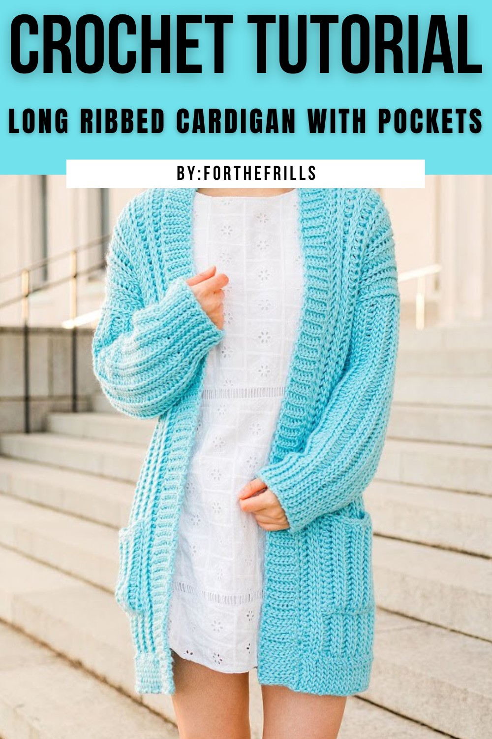 Simple Long Ribbed Cardigan With Pockets