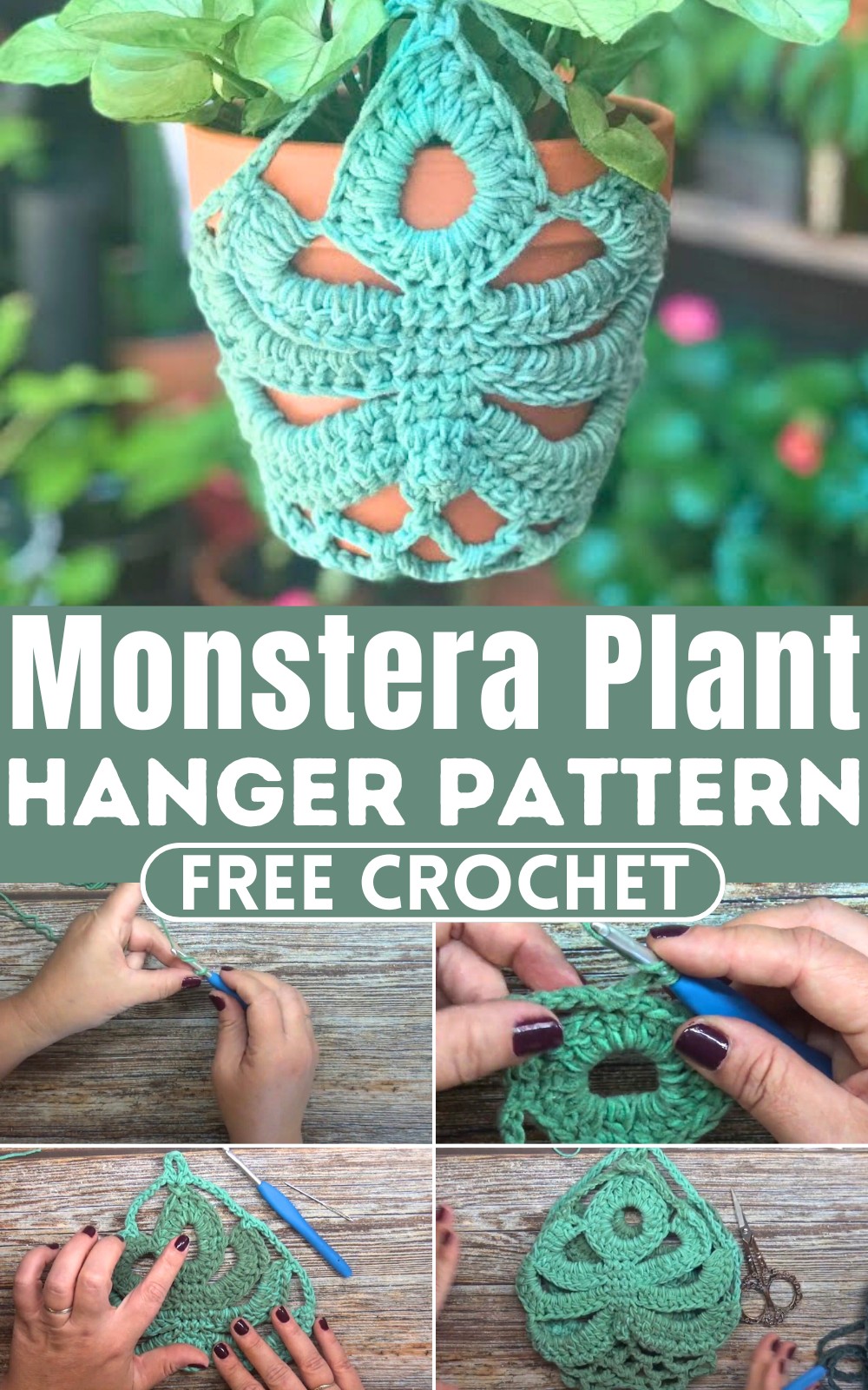 Crochet Monstera Plant Hanger Pattern