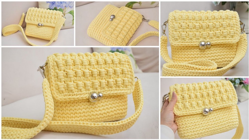 Beautiful Crochet Handbag Made Of T-shirt Yarn step 6