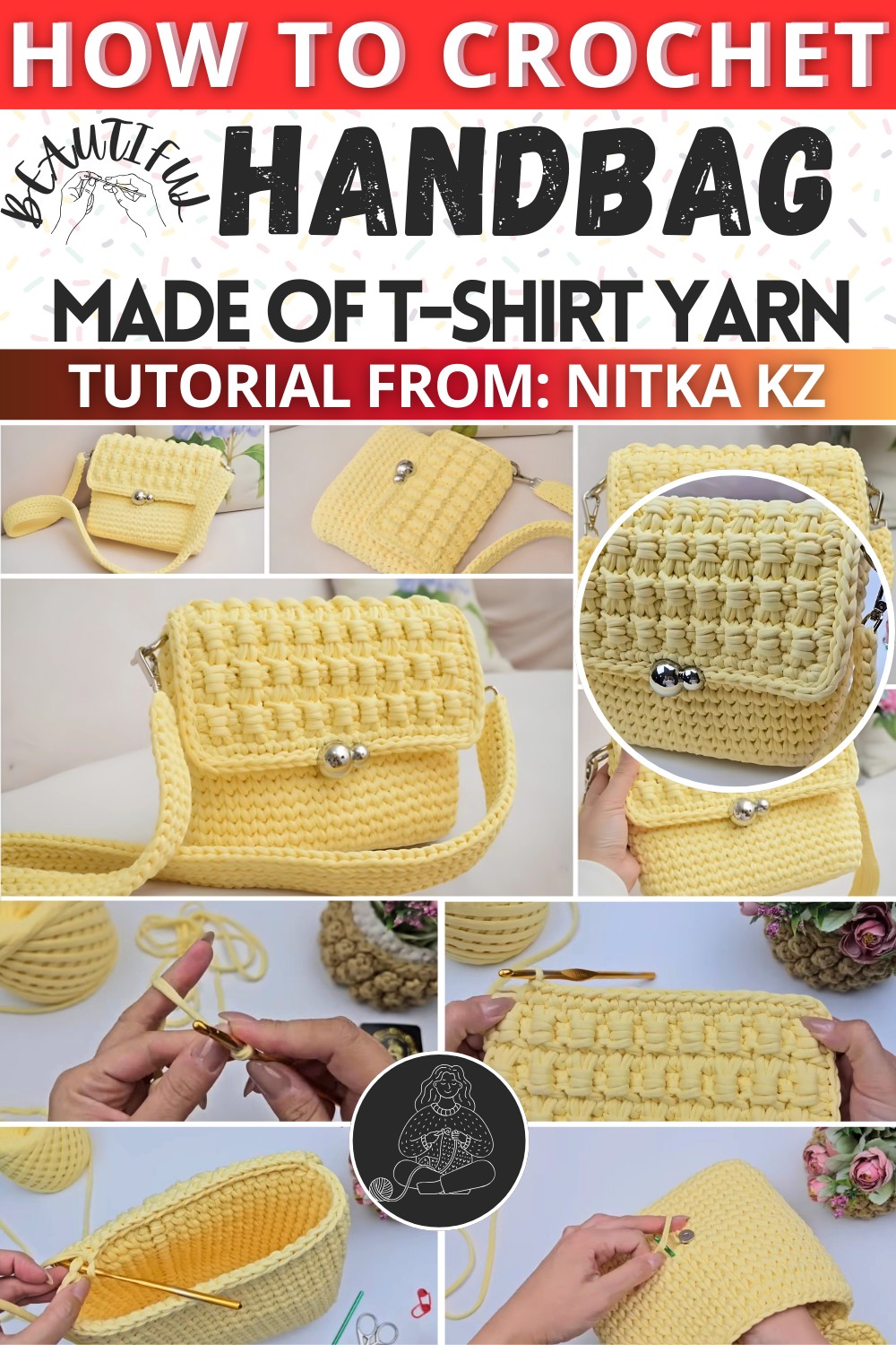 Beautiful Crochet Handbag Made Of T-shirt Yarn