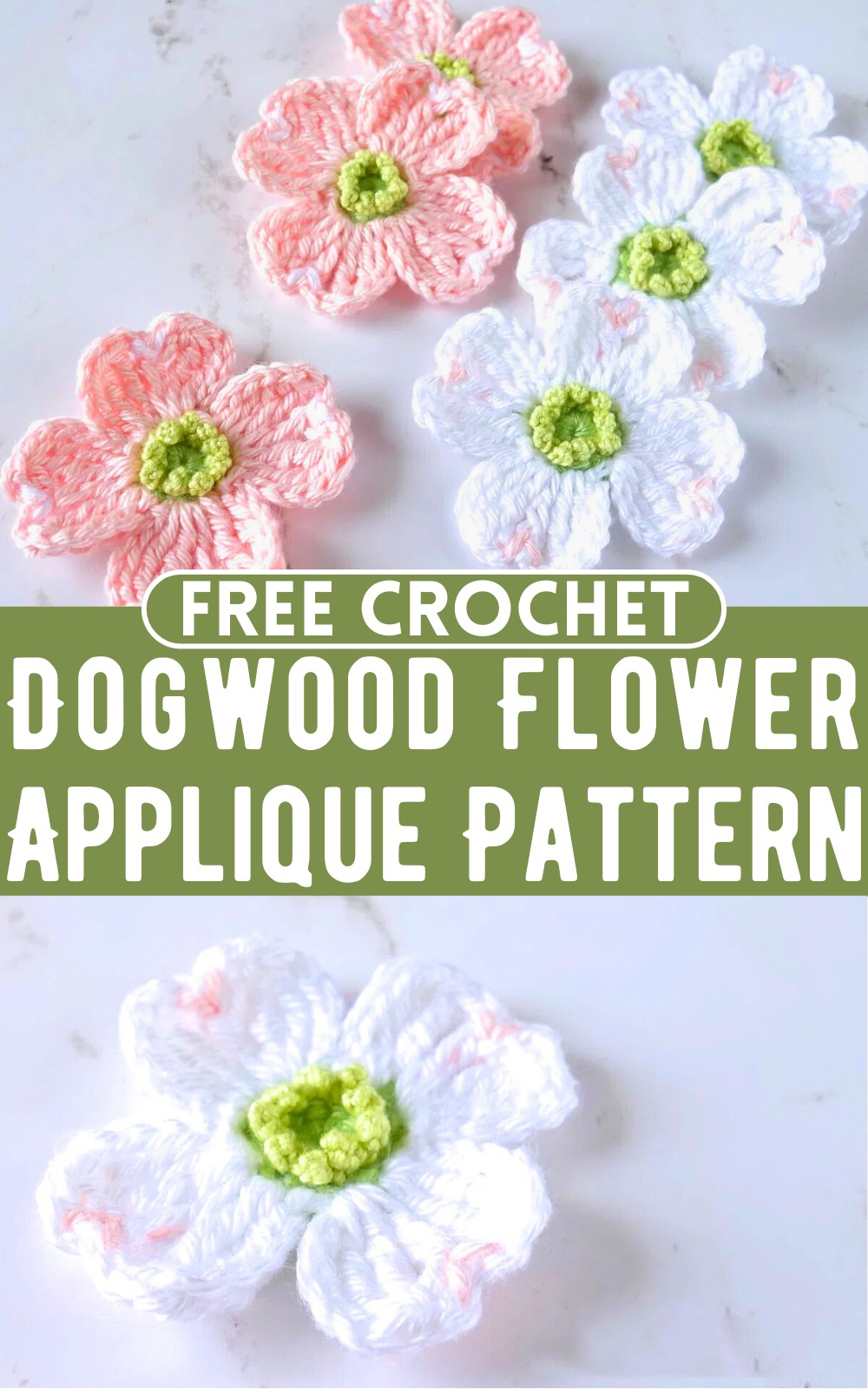 Crochet Dogwood Flower Applique Pattern