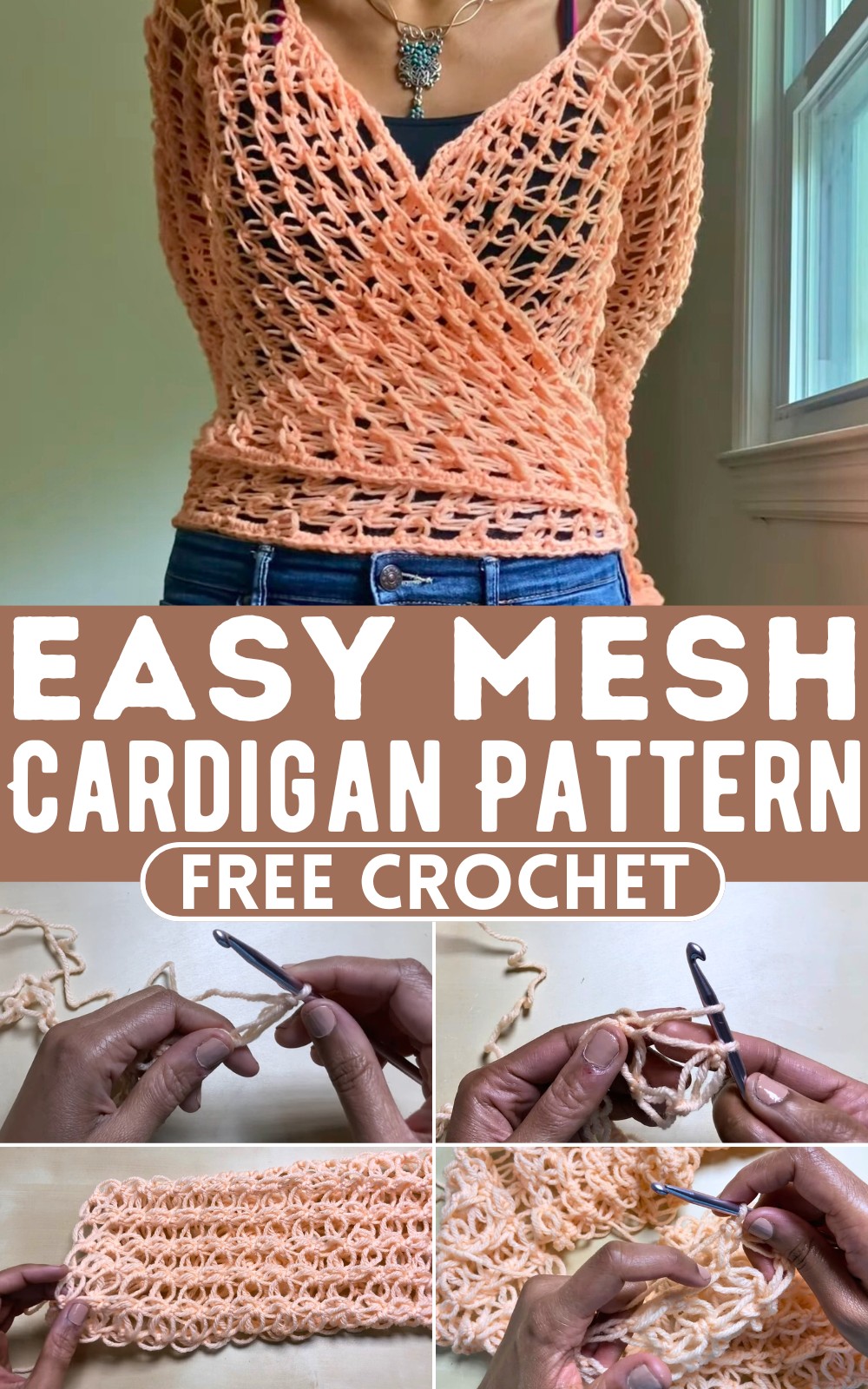 Crochet Easy Mesh Cardigan Pattern