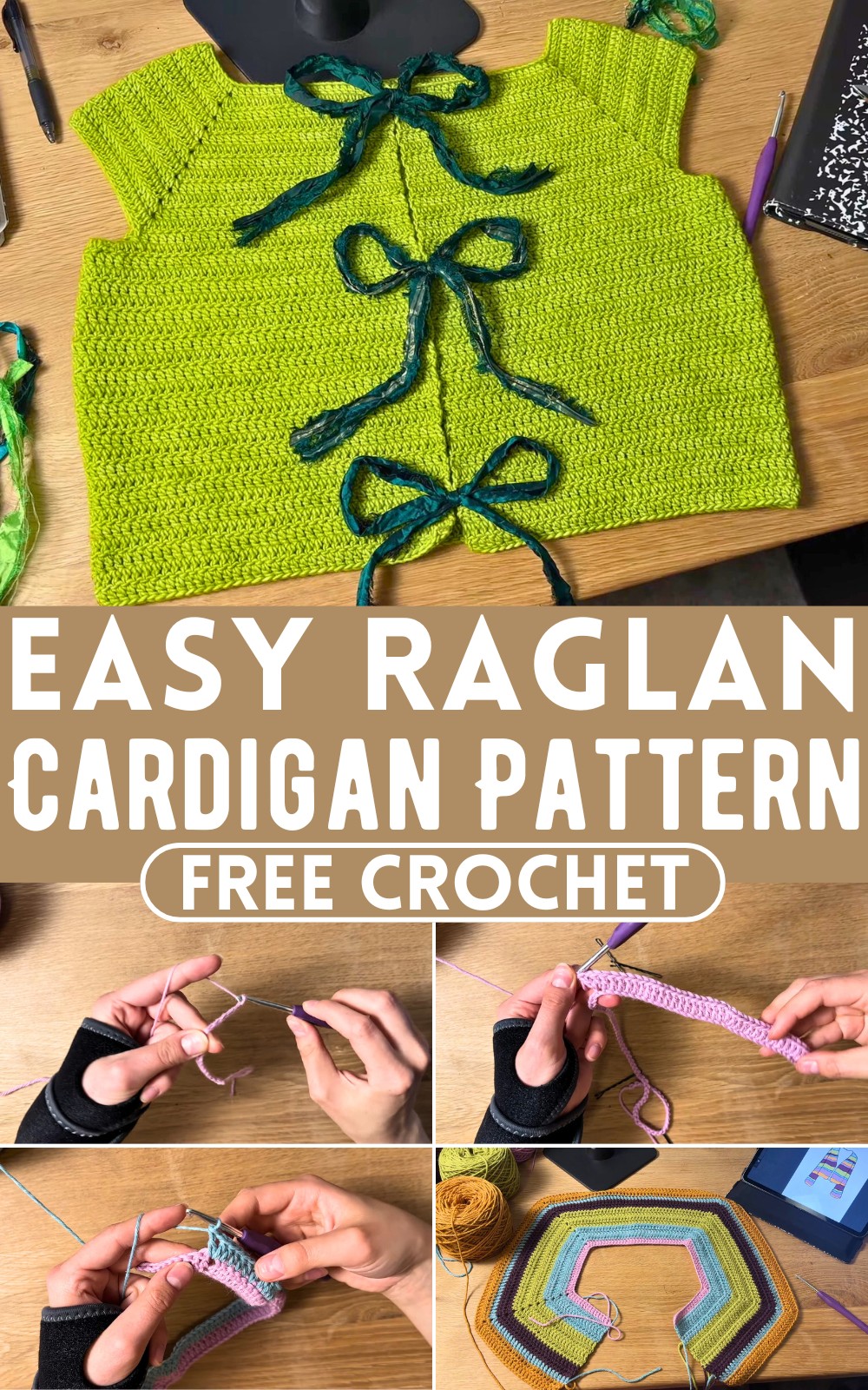 Crochet Easy Raglan Cardigan Pattern