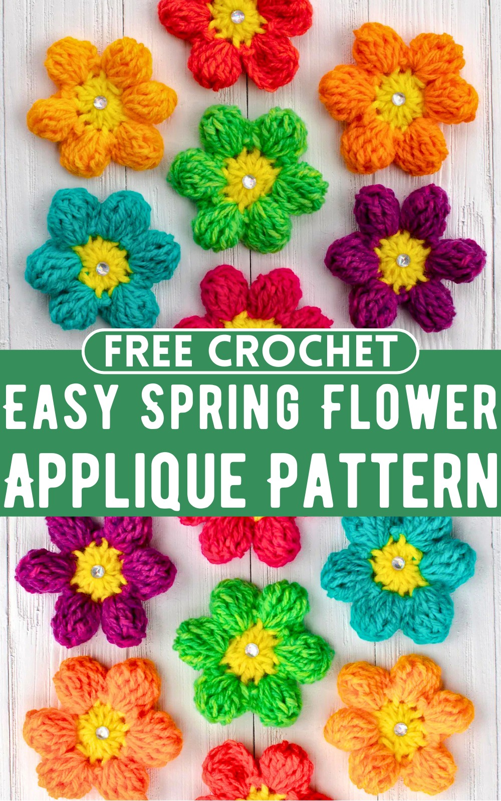 Crochet Easy Spring Flower Applique Pattern