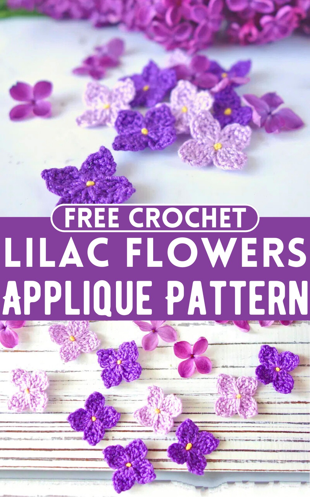 Crochet Lilac Flowers Applique Pattern