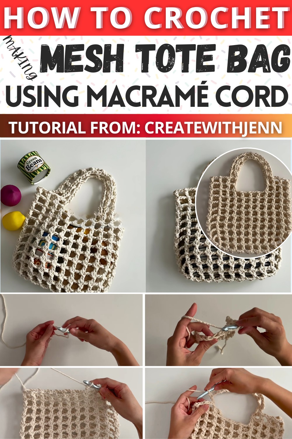 Crochet Mesh Tote Bag step 