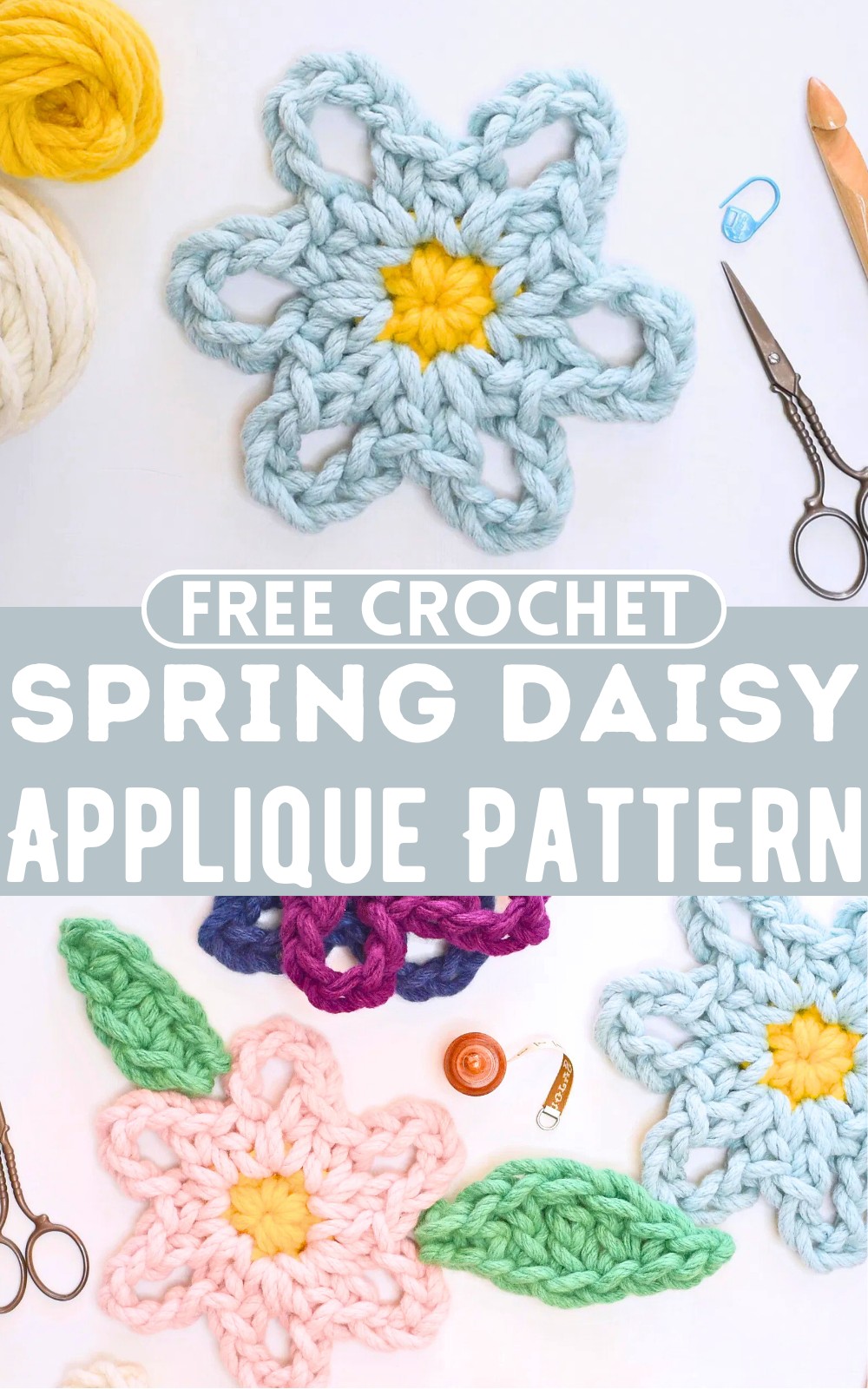 Crochet Spring Daisy Applique Pattern