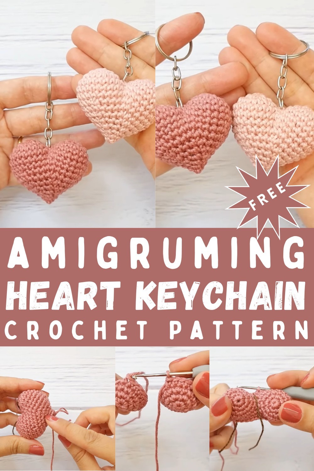 Amigurumi Heart Keychain - Crochet Heart