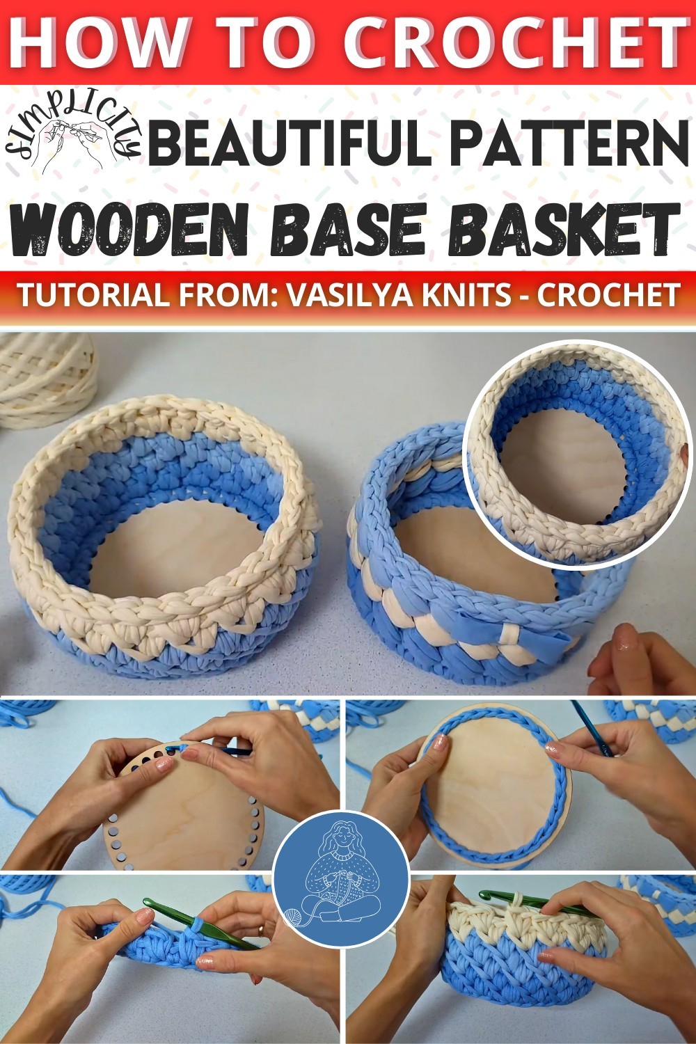 Beautiful Pattern Crochet Diagonal A Basket Of Knitted Yarn With A Wooden Bottom Needlework