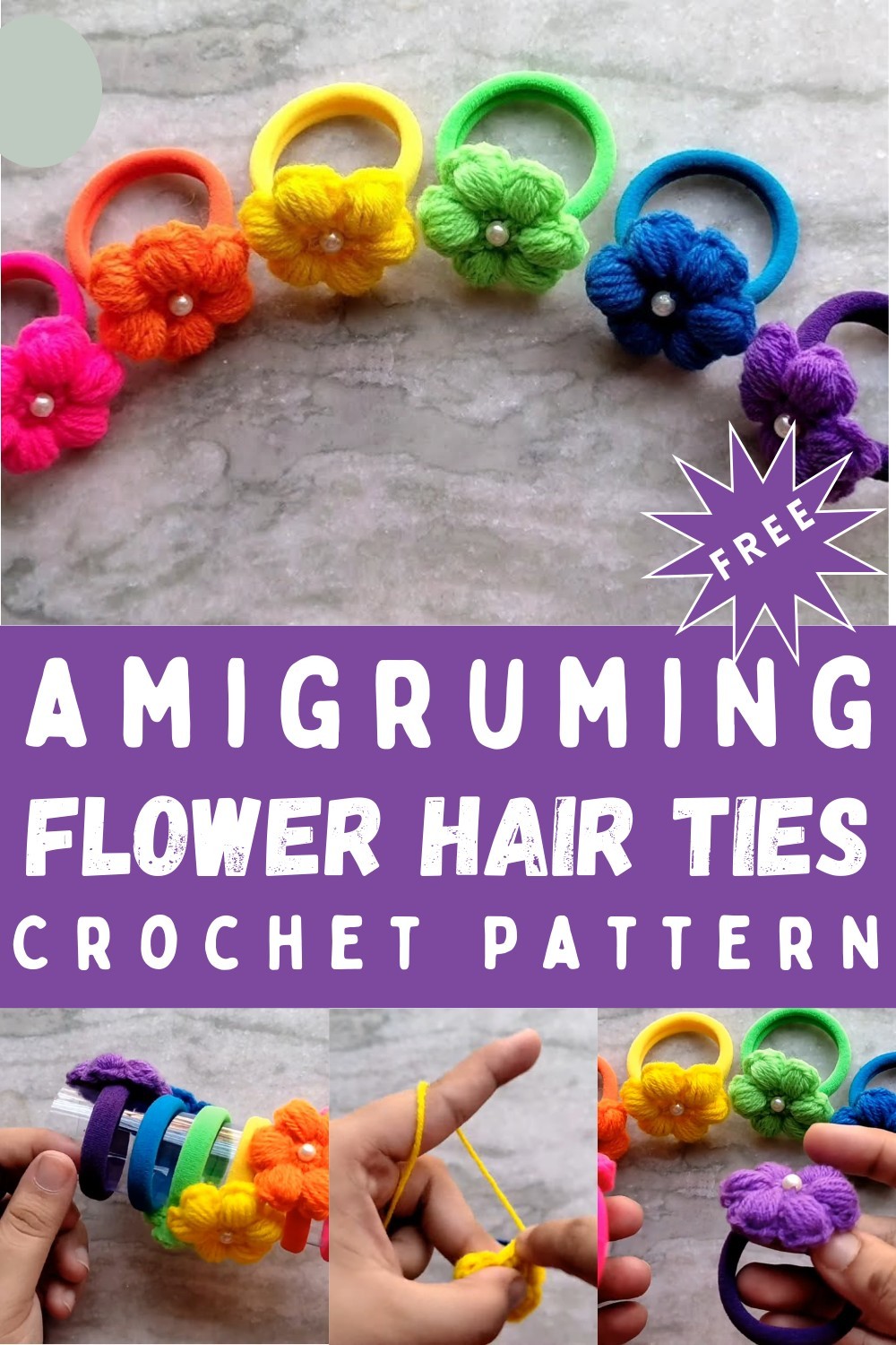 Easy Crochet Flower Hair Ties