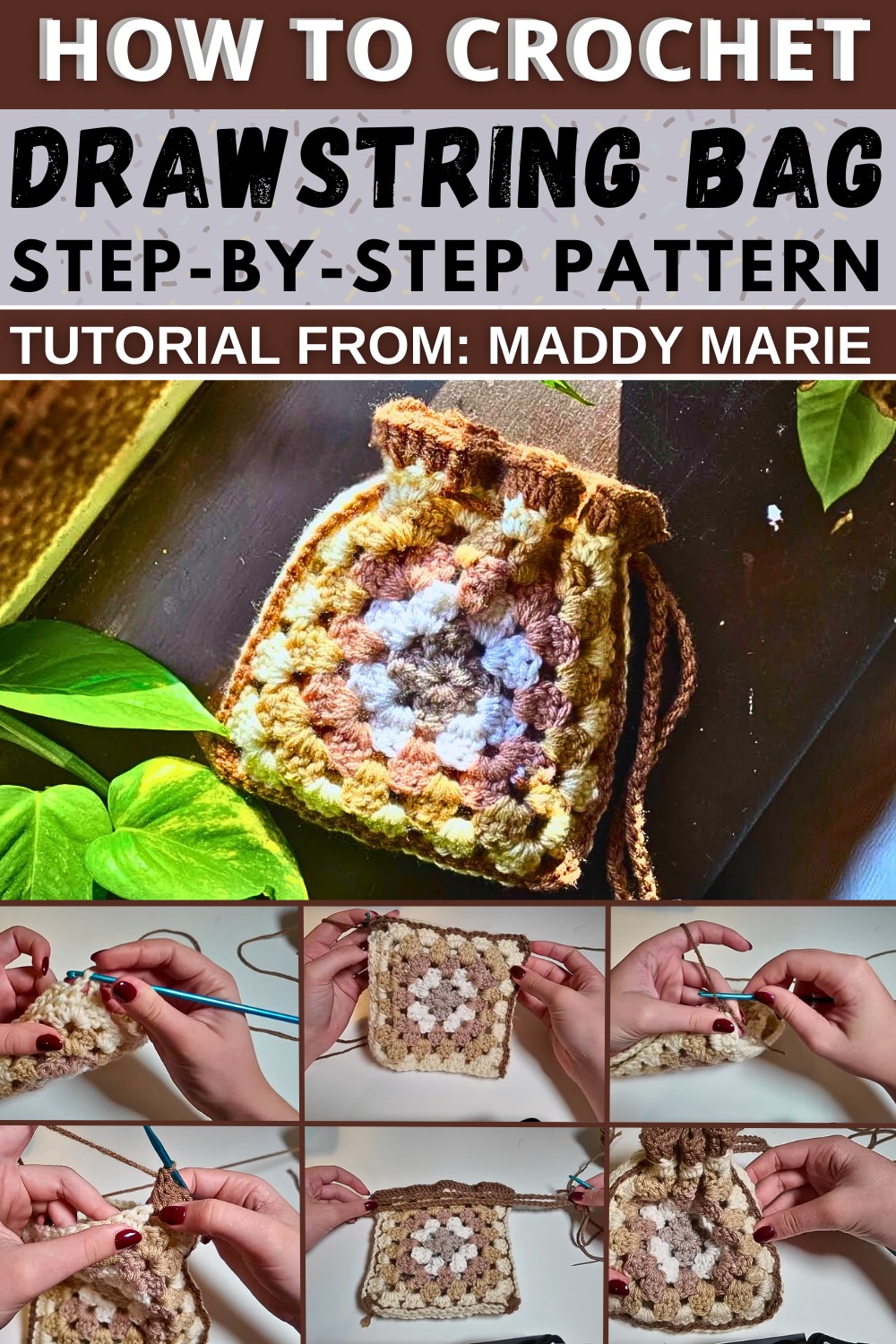 How to Crochet a Drawstring Bag with Granny Squares 1