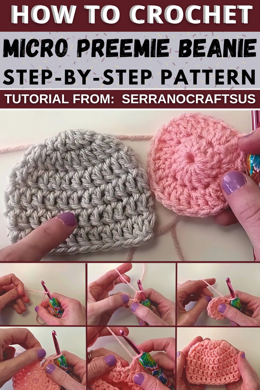 How to Crochet a Micro Preemie Beanie 1