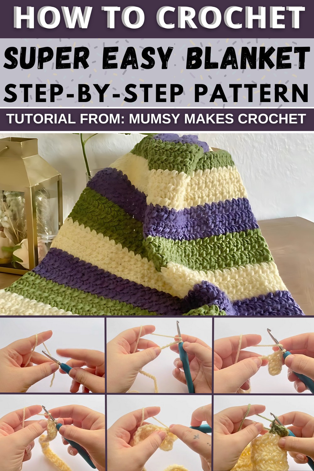 Super Easy 1 Row Repeat Crochet Blanket 1