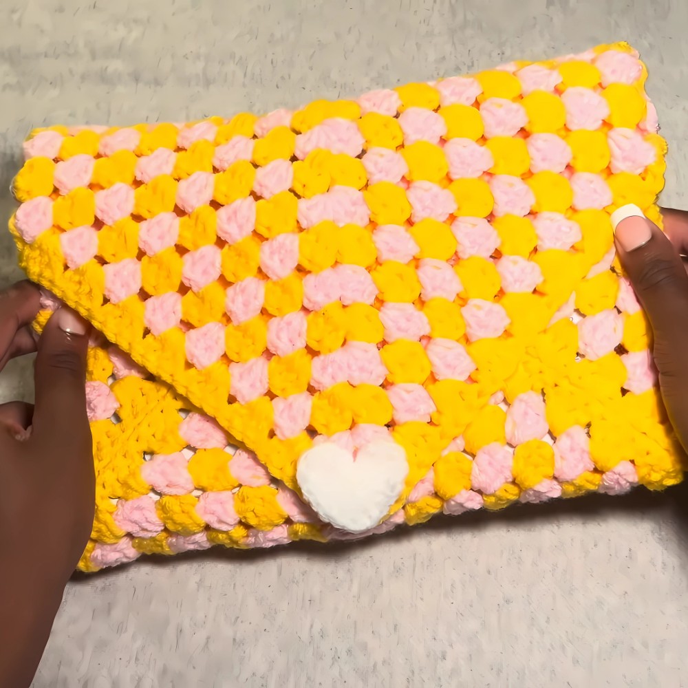 Crochet Book Sleeve With Heart Button For Your Page