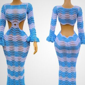 Crochet Weave Long Sleeve Cut-out Dress Tutorial 1