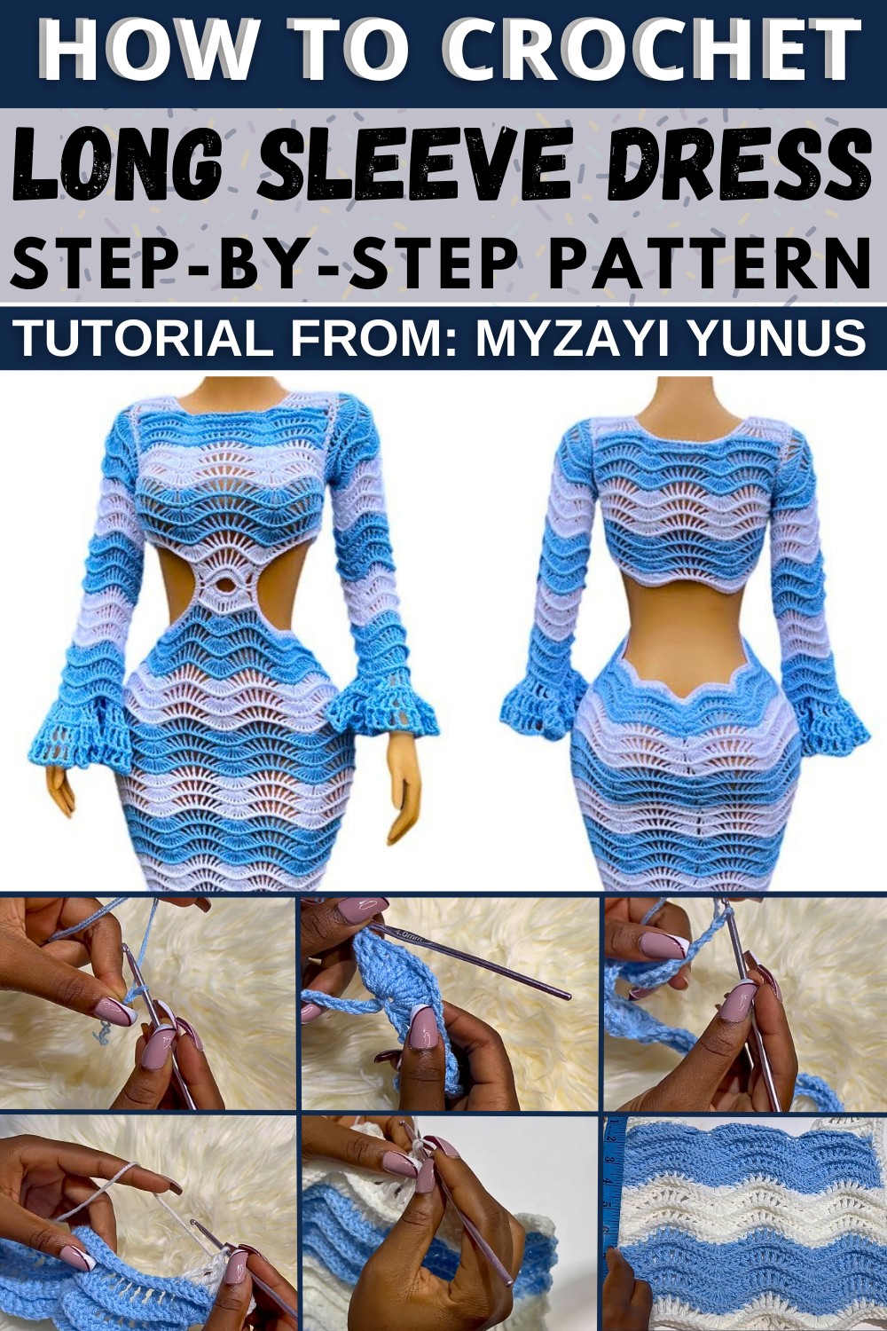 Crochet Weave Long Sleeve Cut-out Dress Tutorial