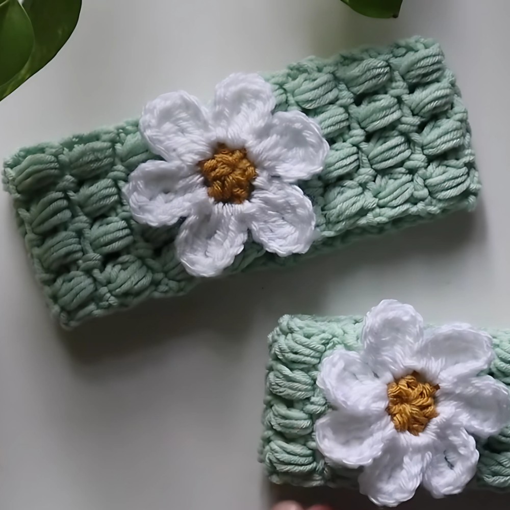 One Hour Crochet Baby Puff Stitch Headband Pattern