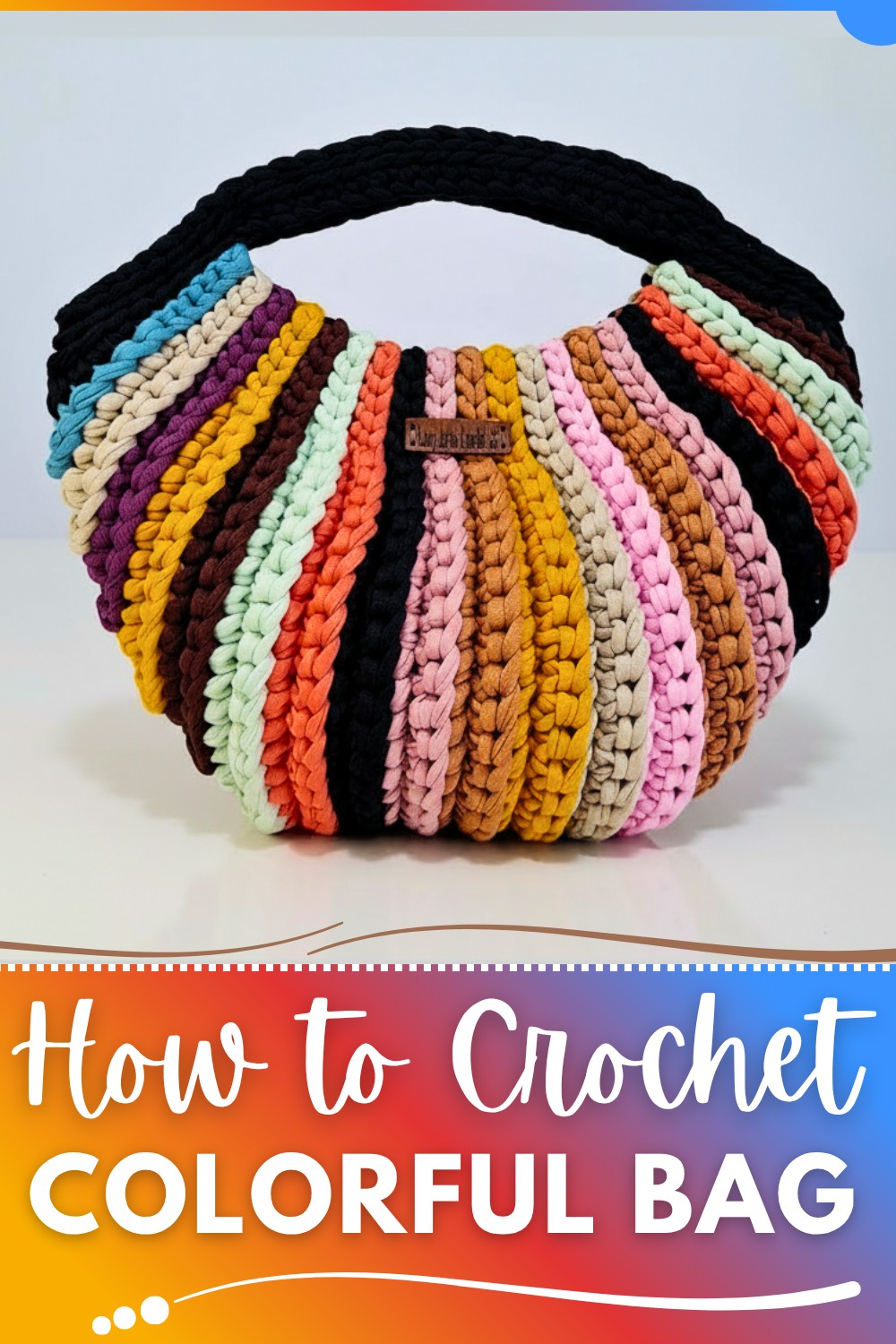 Colorful Crochet Bag With Leftover Yarn Pattern