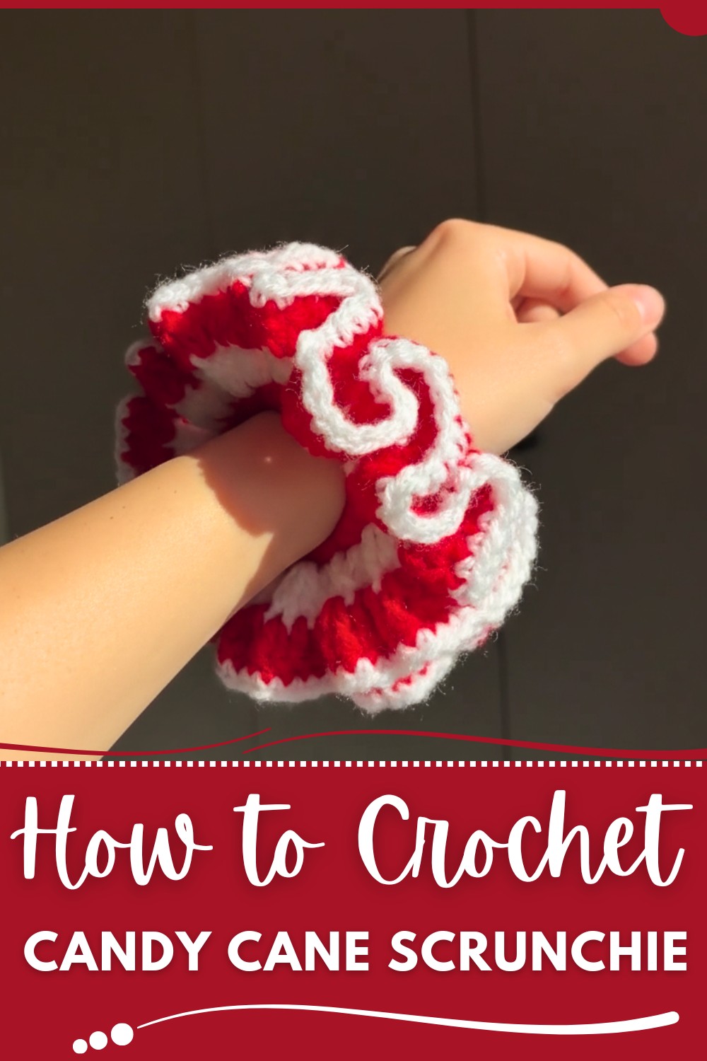 Crochet Candy Cane Scrunchie
