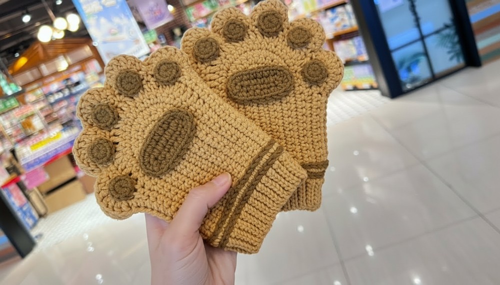 Crochet Cat Claw Half Finger Gloves Tutorial 1