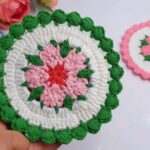 Crochet Cherry Blossom Coaster Pattern 1