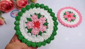 Crochet Cherry Blossom Coaster Pattern 1
