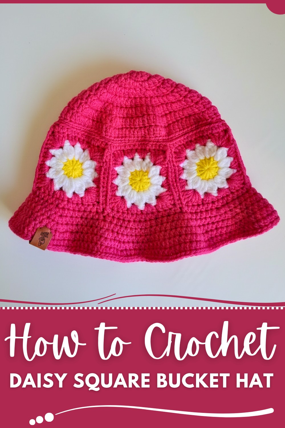 Crochet Daisy Square Bucket Hat Tutorial