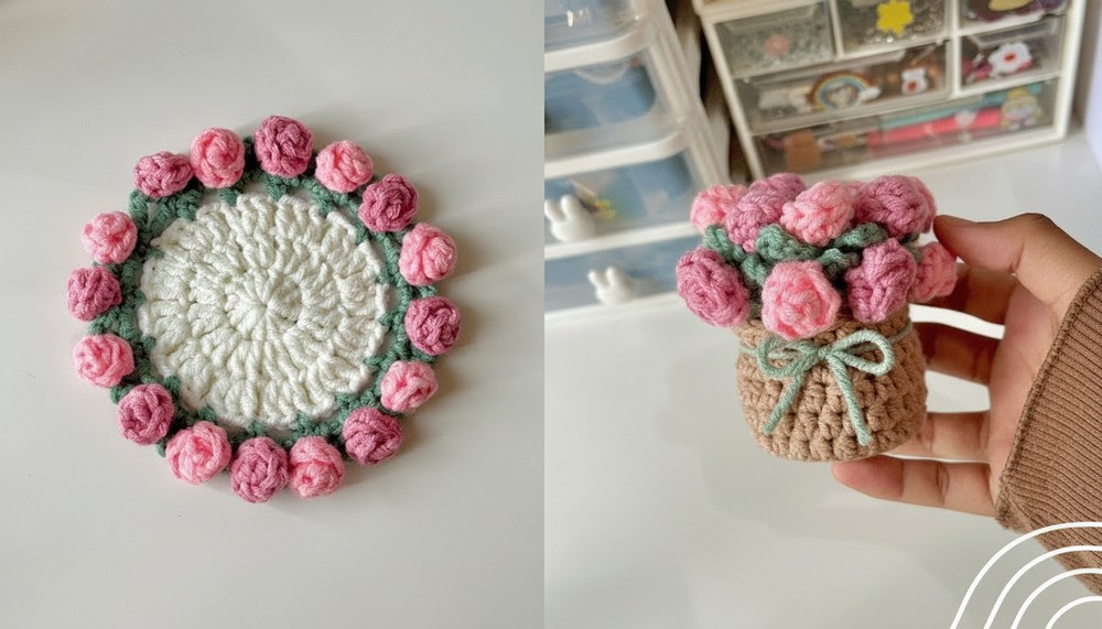 Crochet Flower Coaster Pattern 1