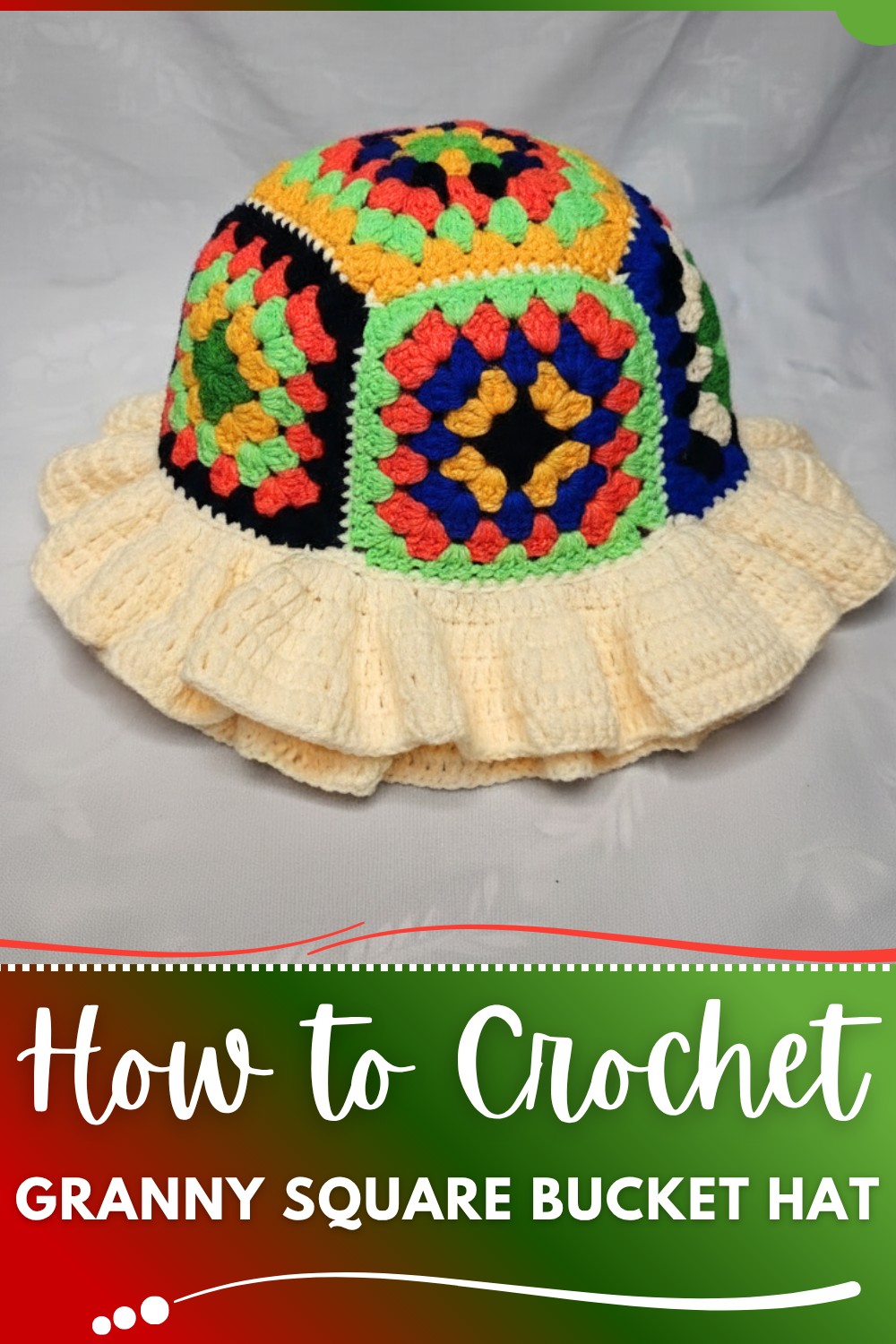 Crochet Granny Square Bucket Hat Tutorial