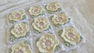 Crochet Granny Square With 3d Flowers Pattern 1
