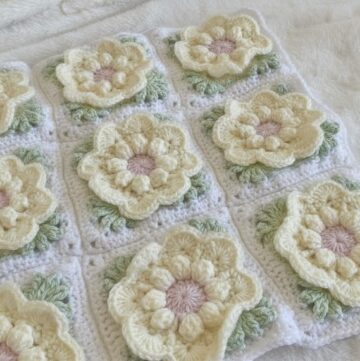 Crochet Granny Square With 3d Flowers Pattern 1