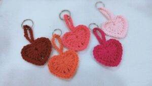 Crochet Heart Keychain Pattern 1