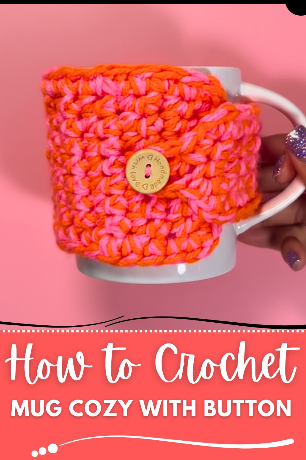 Crochet Mug Cozy With Button Pattern