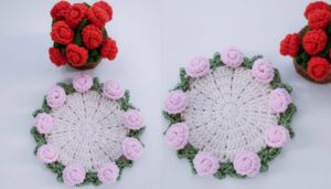 Crochet Rose Coaster Pattern 1