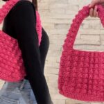 Crochet Rose Pink Bubble Shoulder Bag Tutorial 1