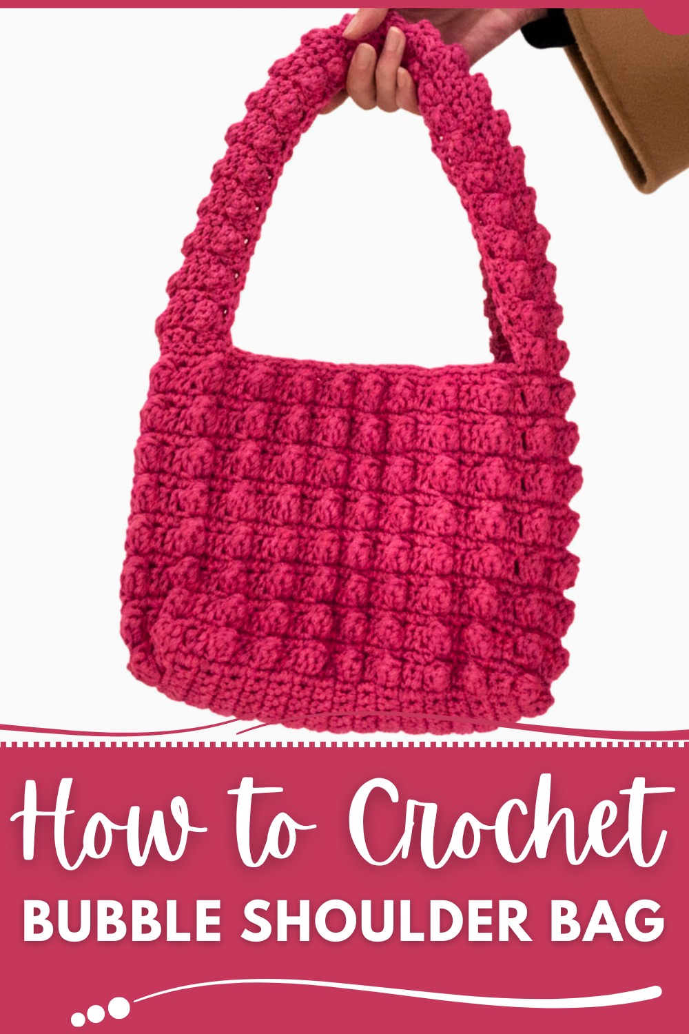 Crochet Rose Pink Bubble Shoulder Bag Tutorial