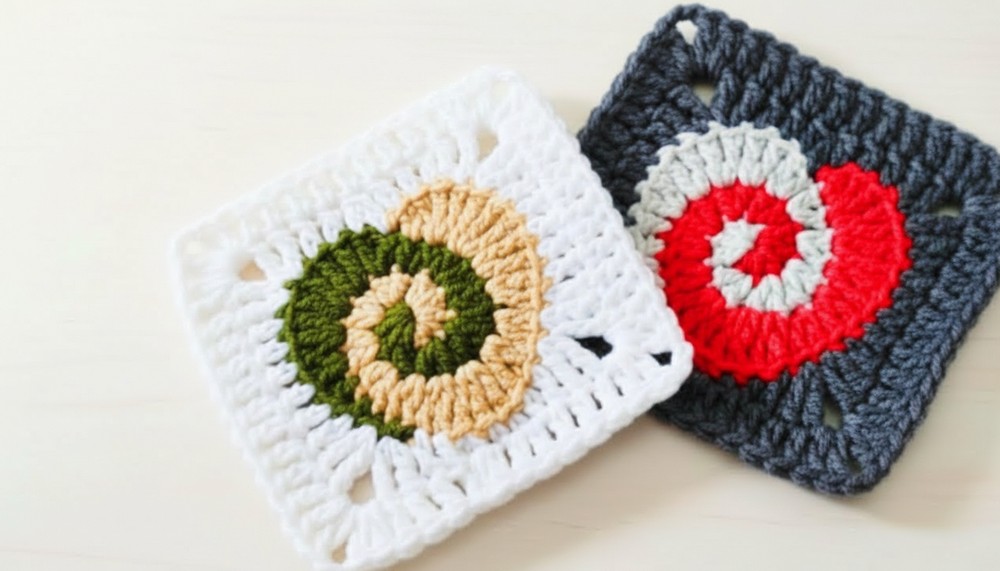 Crochet Spiral Heart Granny Square Pattern 11