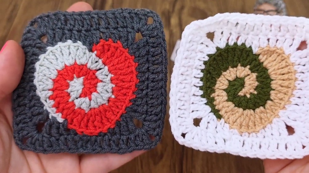 Crochet Spiral Heart Granny Square Pattern 12
