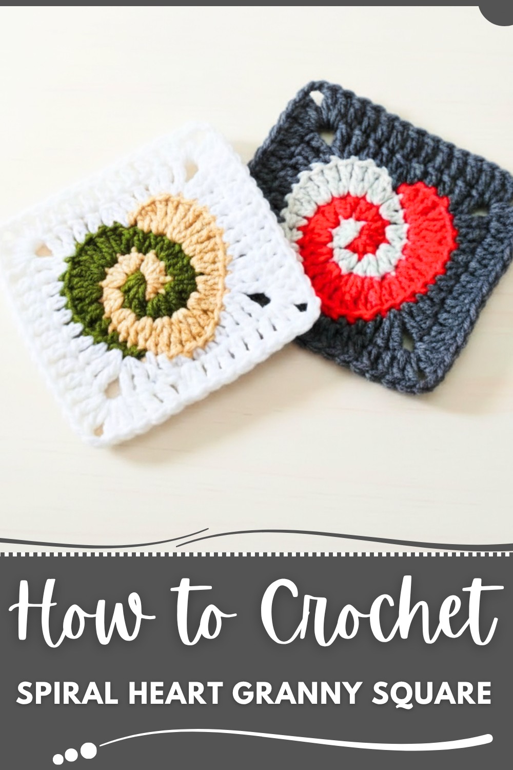 Crochet Spiral Heart Granny Square Pattern
