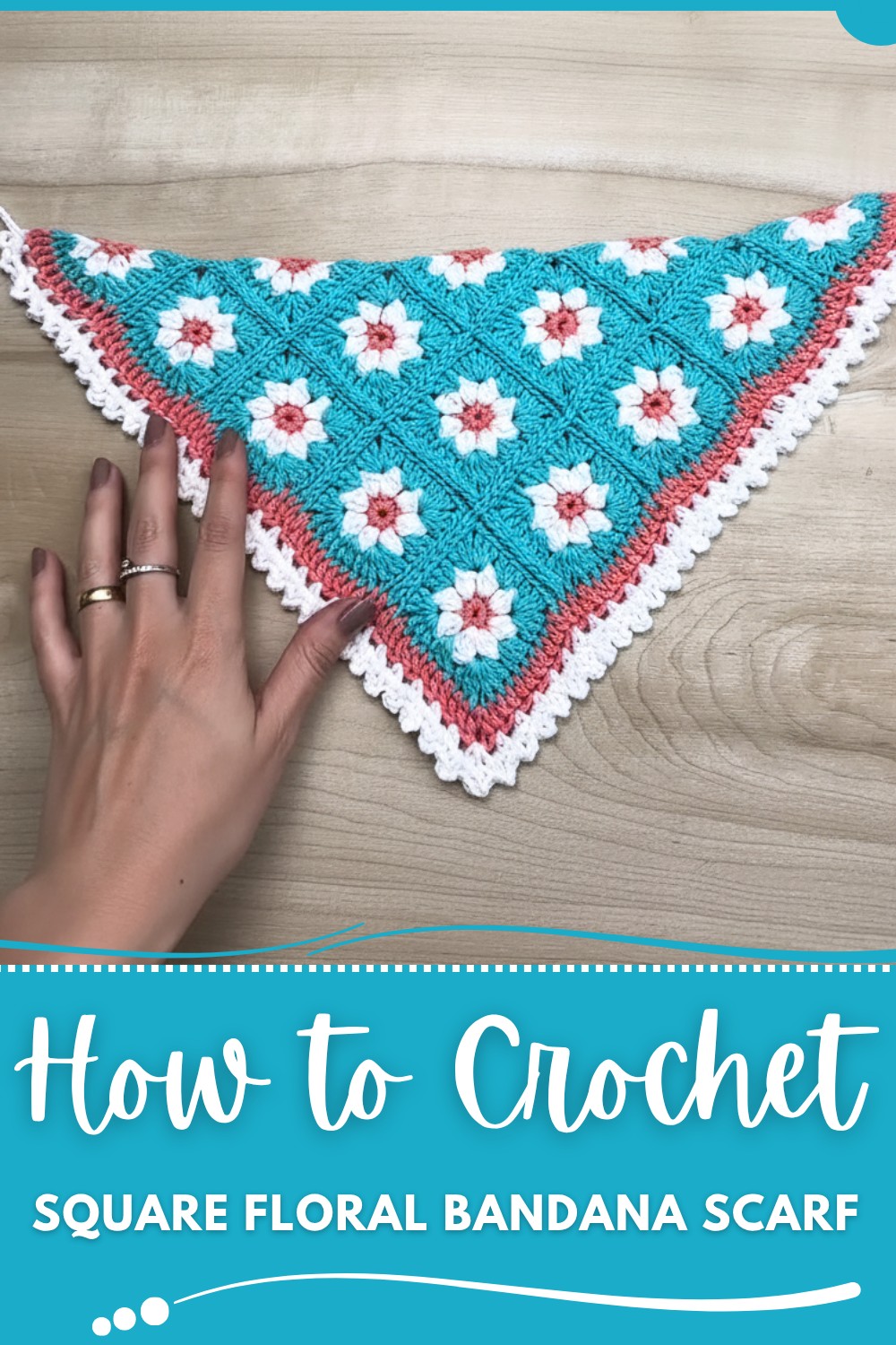 Crochet Square Floral Bandana Scarf Pattern