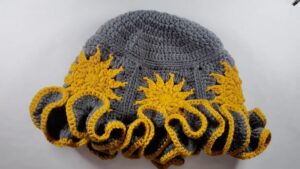 Crochet Sun Granny Square Ruffle Bucket Hat 2