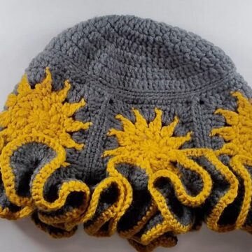 Crochet Sun Granny Square Ruffle Bucket Hat 2