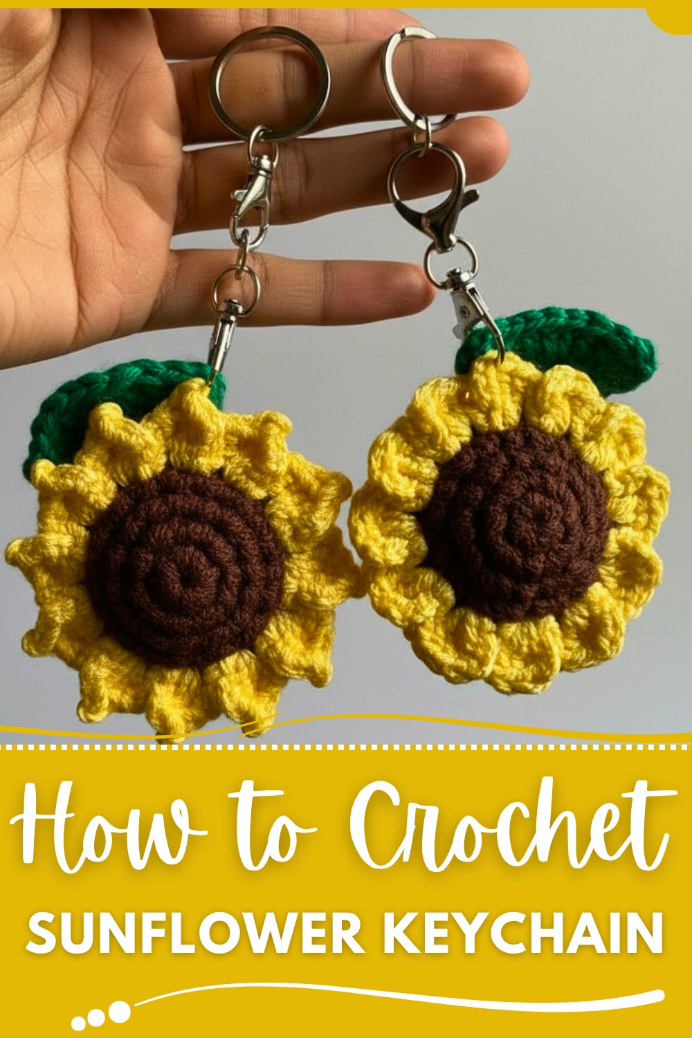 Crochet Sunflower Keychain Pattern