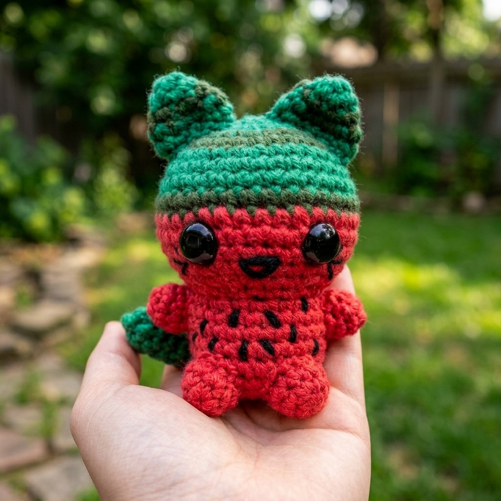 Amigurumi Watermelon Cat (Crochet Tutorial) 9