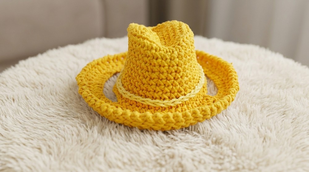 Crocheted cowboy hat for cat (easy) (7)