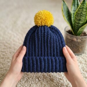 Hat with pompom Crochet Tutorial with May 10