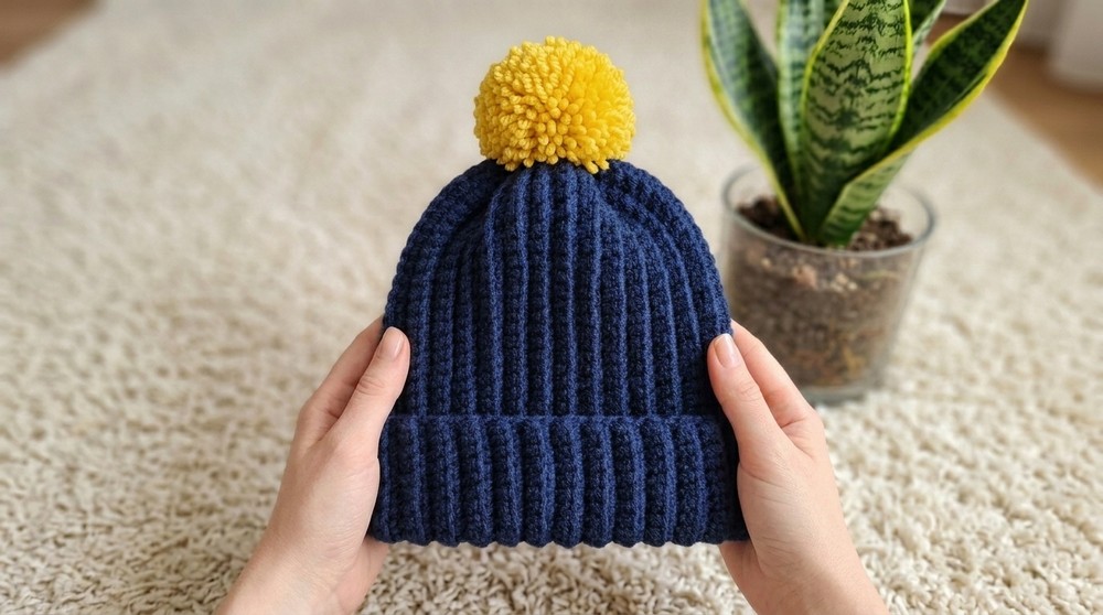 Hat with pompom Crochet Tutorial with May 2