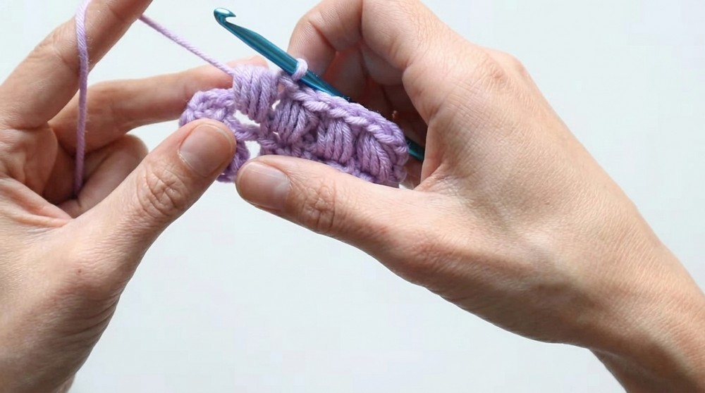 One Hour Crochet Baby Puff Stitch Headband Tutorial 5